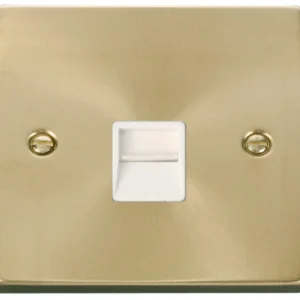 Click Scolmore Socket Tel Secondary Single Sat Brass White Insert Victorian