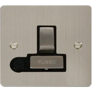 Click Scolmore Connection Unit Switched Flex Outlet 13A Stainless Steel Black Insert