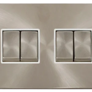 Click Scolmore Plate Switch 4 Gang 2 Way 10A Brushed Stainless White Insert