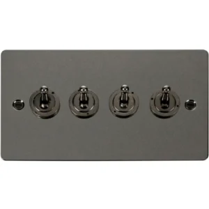 Click Scolmore Toggle Switch 4 Gang 2 Way 10A Black Nickel