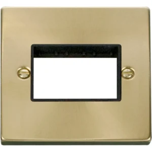 Click Scolmore Victorian Satin Brass Black Insert 1 Gang MiniGrid Unfurnished Plate 3 Apertures
