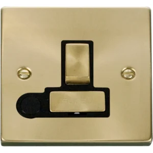 Click Scolmore Connection Unit Ingot Switched Flex Outlet 13A Sat Brass Black Insert