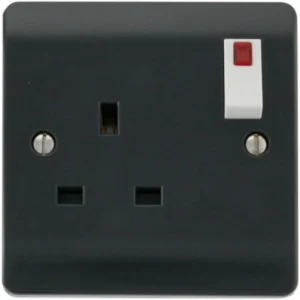 Click Scolmore Socket 1 Gang DP Switched Neon 13A Anthracite Grey
