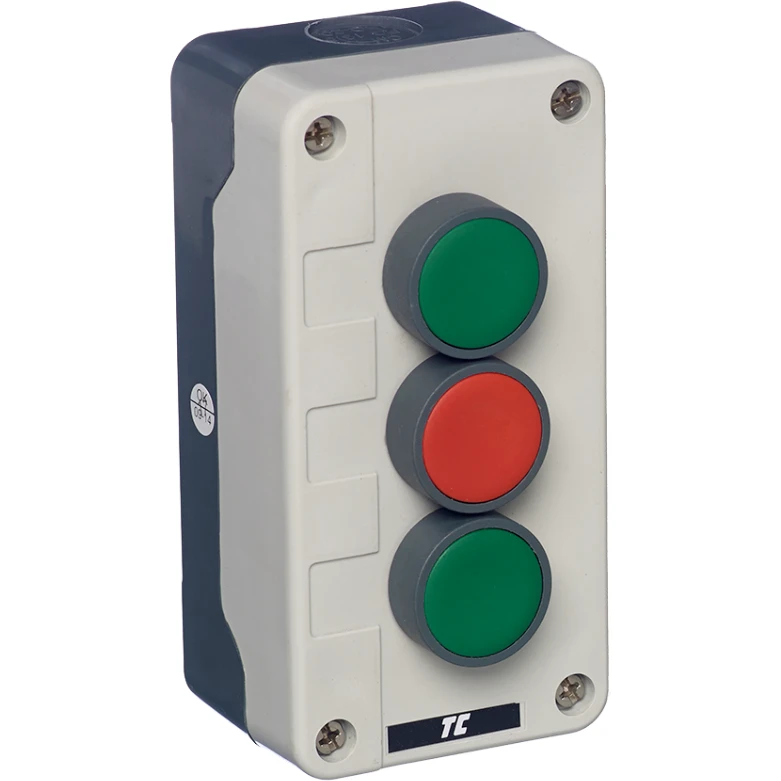 Europa Green / Red / Green 2N/O + 1N/C 3 Position Plastic Control Station IP65