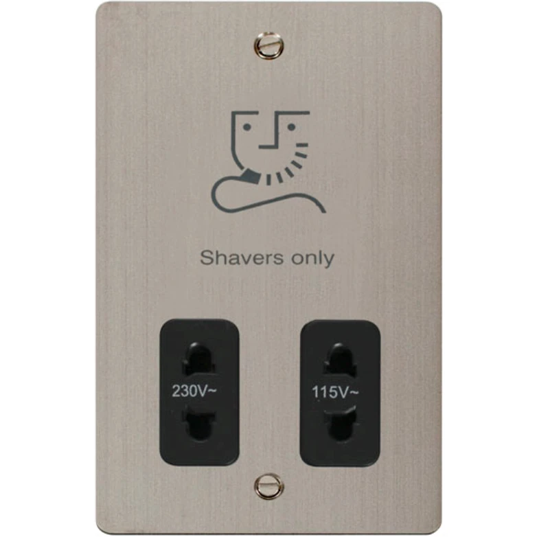 Click Scolmore Shaver Socket Black Insert 115/230V Stainless Steel - Image 2