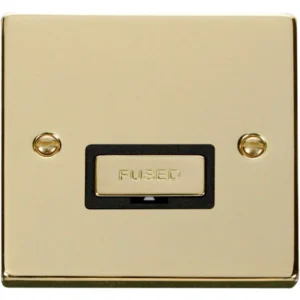 Click Scolmore Connection Unit Ingot 13A Polished Brass Black Insert Victorian