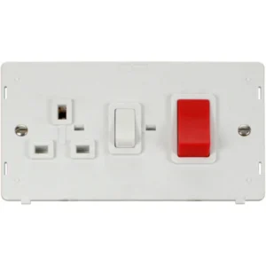 Click Scolmore Switch Interior DP 13A Switched Socket 45A Polar White
