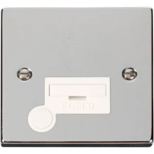 Click Scolmore Connection Unit Flex Outlet 13A Polished Chrome White Insert Victorian