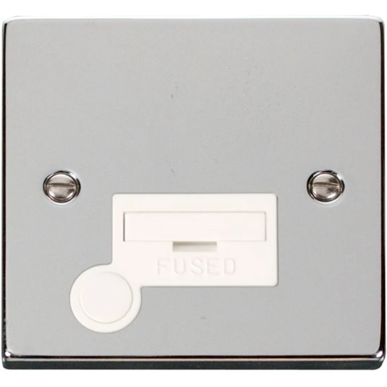 Click Scolmore Connection Unit Flex Outlet 13A Polished Chrome White Insert Victorian - Image 2