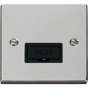 Click Scolmore Connection Unit Fused 13A Polished Chrome Black Insert Victorian