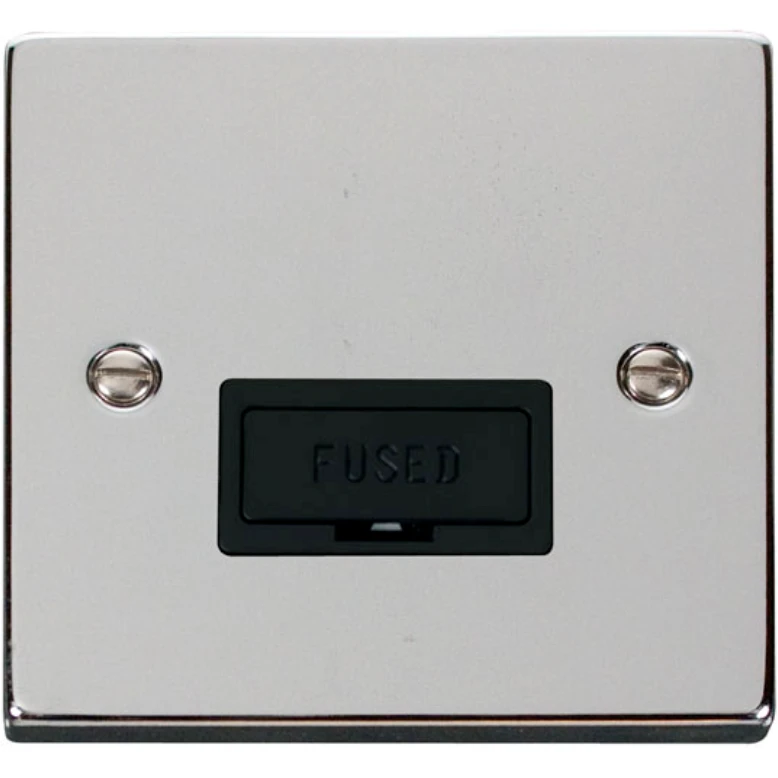 Click Scolmore Connection Unit Fused 13A Polished Chrome Black Insert Victorian