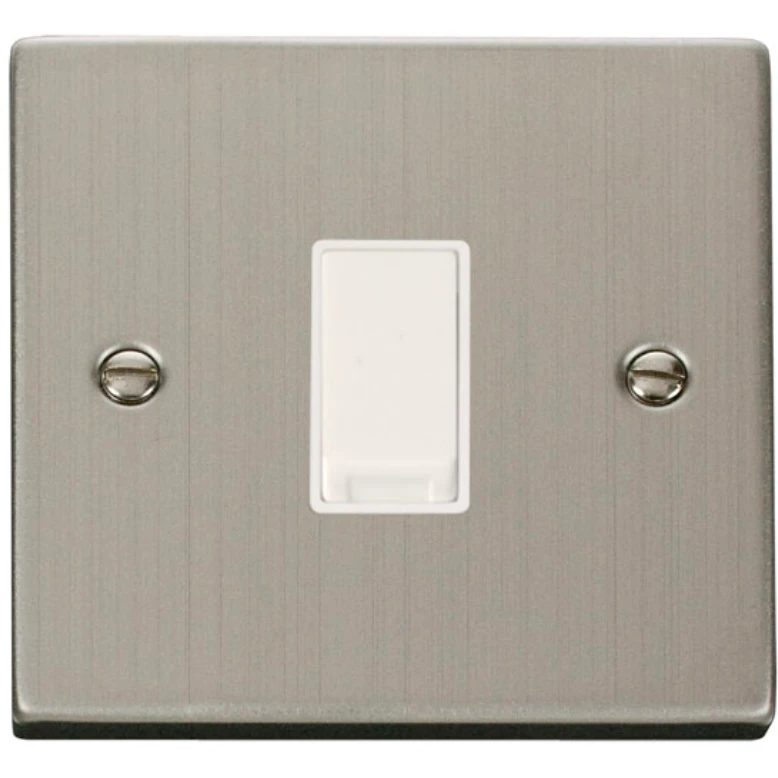 Click Scolmore Plate Switch 1 Gang 2 Way 10A Stainless Steel White Insert Victorian