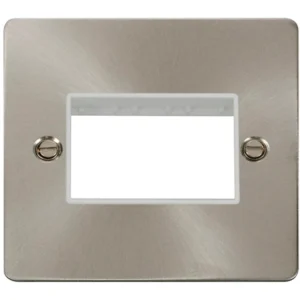 Click Scolmore Front Plate 1 Gang 3 Aperture Brushed Stainless White Insert