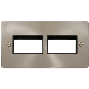 Click Scolmore Front Plate 2 Gang 6 Aperture 2X3 Brushed Stainless Black Insert