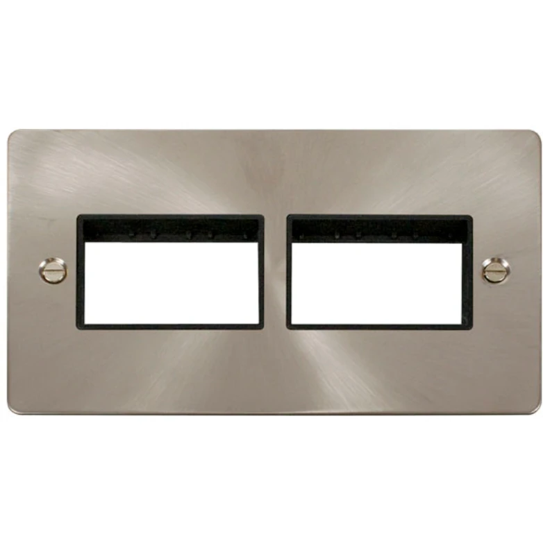 Click Scolmore Front Plate 2 Gang 6 Aperture 2X3 Brushed Stainless Black Insert - Image 2