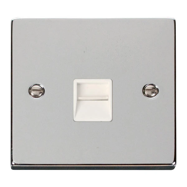 Click Scolmore Socket Tel Secondary Single Polished Chrome White Insert Victorian - Image 2