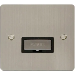 Click Scolmore Stainless Steel Black Insert 13A Ingot Fused Connection Unit