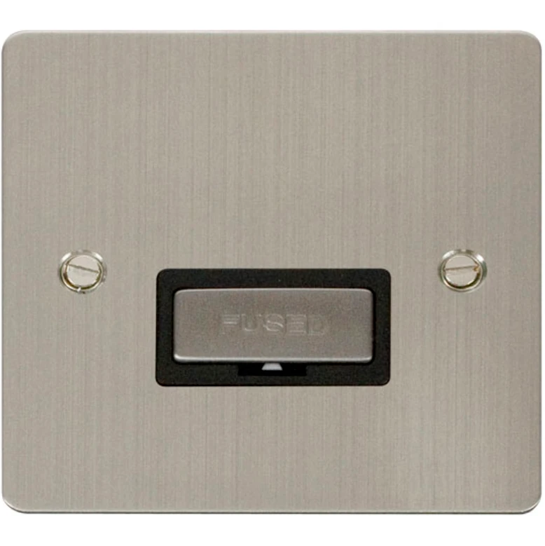 Click Scolmore Stainless Steel Black Insert 13A Ingot Fused Connection Unit