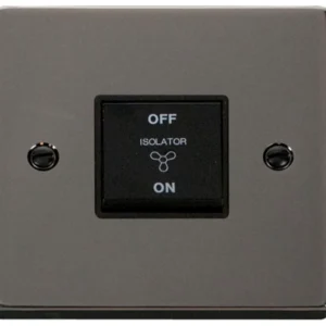 Click Scolmore Switch Fan Isolator 3P 10A Black Nickel Black Insert Victorian
