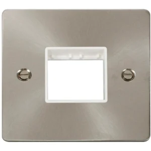 Click Scolmore Front Plate 1 Gang 2 Aperture Brushed Stainless White Insert