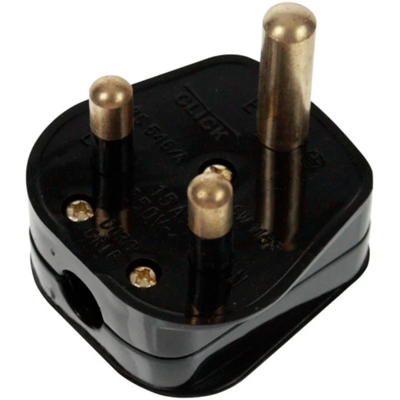 Click Scolmore Plug 3 Pin Round 15A Black
