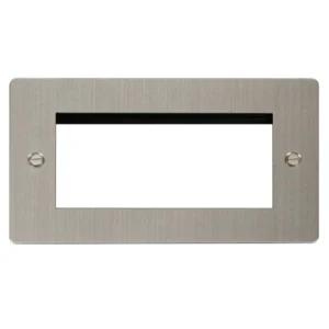 Click Scolmore Front Plate 2 Gang Quad Aperture Stainless Steel