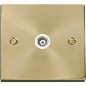 Click Scolmore Victorian Satin Brass White Insert Single Isolated Coaxial Outlet