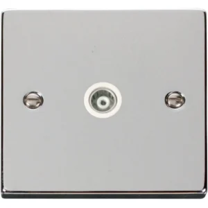 Click Scolmore Victorian Polished Chrome White Insert Single Isolated Coaxial Outlet