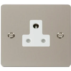 Click Scolmore Socket 1 Gang UnSwitched Round Pin 5A Pearl Nickel White Insert