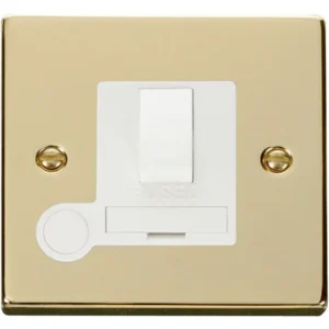 Click Scolmore Connection Unit Switched Flex Outlet 13A Polished Brass White Insert Vic