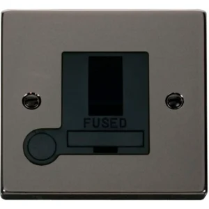 Click Scolmore Victorian Black Nickel Black Insert 13A Double Pole Switched Fused Connection Unit With Optional Flex Outlet