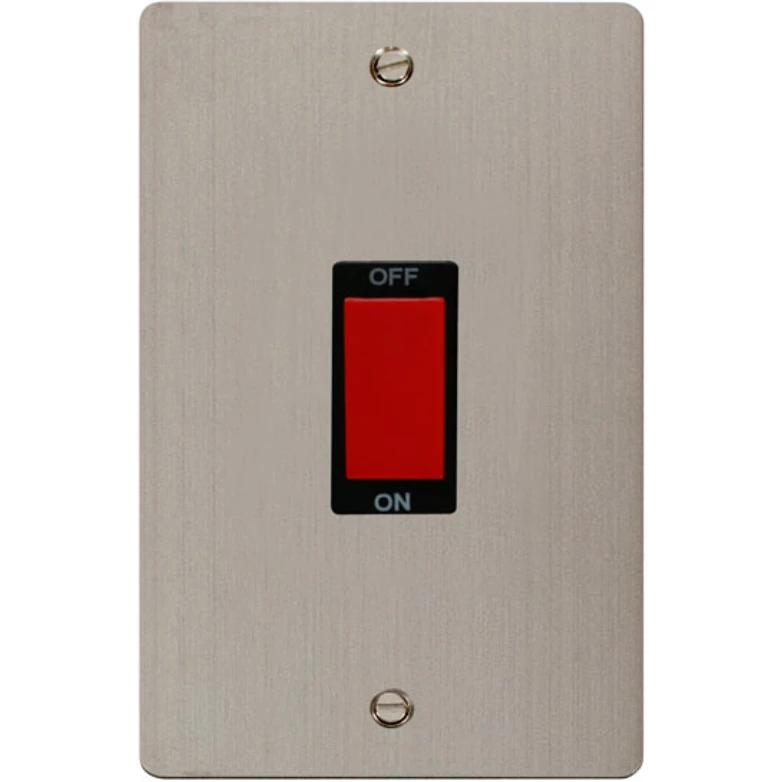 Click Scolmore Cooker Control Switch 2 Gang 45A Stainless Steel Black Insert - Image 2