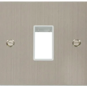 Click Scolmore Front Plate 1 Gang 1 Aperture Stainless Steel White Insert