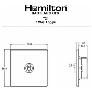 Hamilton Switch Dolly 1 Gang 2 Way 20A 86X86mm Satin Brass