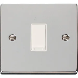 Click Scolmore Plate Switch 1 Gang Intermediate 10A Polished Chrome White Insert Victorian