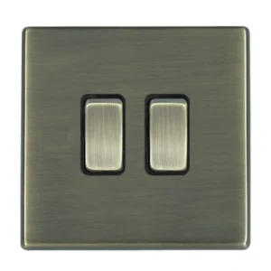 Hamilton Switch Rocker 2G Intermediate 10A 86X86mm Antique Brass Black Insert