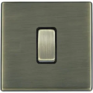 Hamilton Switch Rocker 1 Gang 2 Way 10A 86X86mm Antique Brass Black Insert