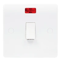 Newlec White Slimline Curved 20A Double Pole Switch With Neon - Image 2
