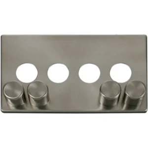 Click Scolmore Front Plate 4 Gang Dimmer Switch Brushed Stainless