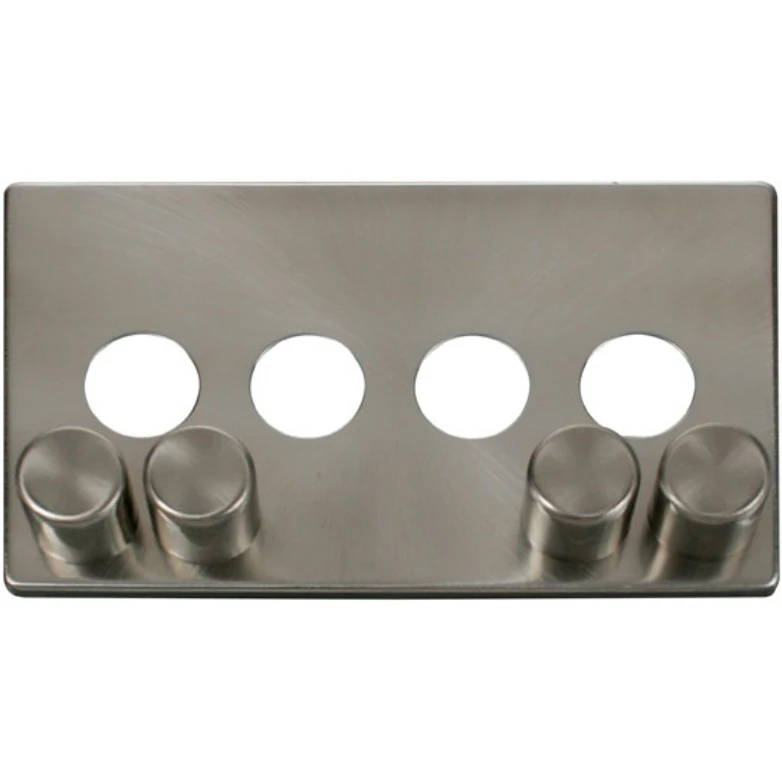 Click Scolmore Front Plate 4 Gang Dimmer Switch Brushed Stainless - Image 2