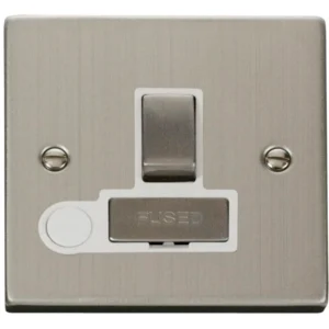 Click Scolmore Connection Unit Ingot Switched Flex Outlet 13A Stainless Steel White Insert