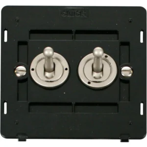 Click Scolmore Switch Interior Toggle 2 Gang 2 Way 10Ax Pearl Nickel