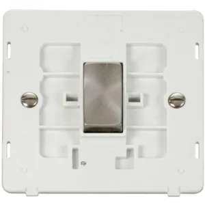 Click Scolmore Switch Interior Ingot 1 Gang Intermediate 10Ax Polar White Brushed Stnl