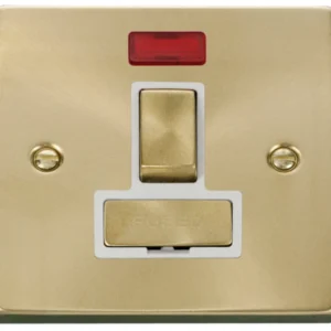 Click Scolmore Connection Unit Ingot Switched Neon 13A Sat Brass White Insert Victo