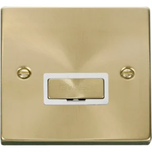Click Scolmore Connection Unit Ingot 13A Satin Brass White Insert Victorian
