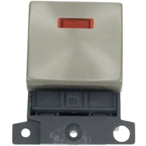 Click Scolmore Switch Ingot DP 2 Module Neon 20A Satin Chrome