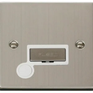 Click Scolmore Connection Unit Ingot Flex Outlet 13A Stainless Steel White Insert Victo