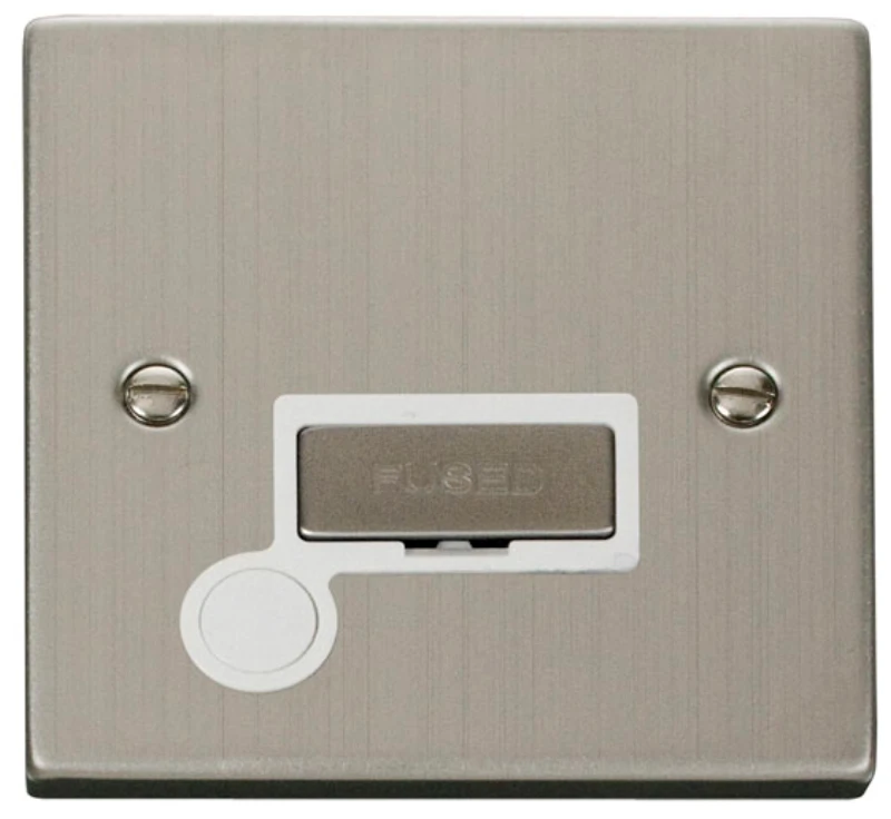 Click Scolmore Connection Unit Ingot Flex Outlet 13A Stainless Steel White Insert Victo - Image 2