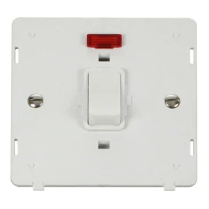 Click Scolmore Switch Interior 1 Gang DP Neon&Fo 20A Polar White