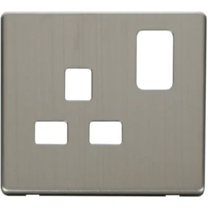 Click Scolmore Front Plate 1 Gang DP Switched Socket 13A Stainless Steel